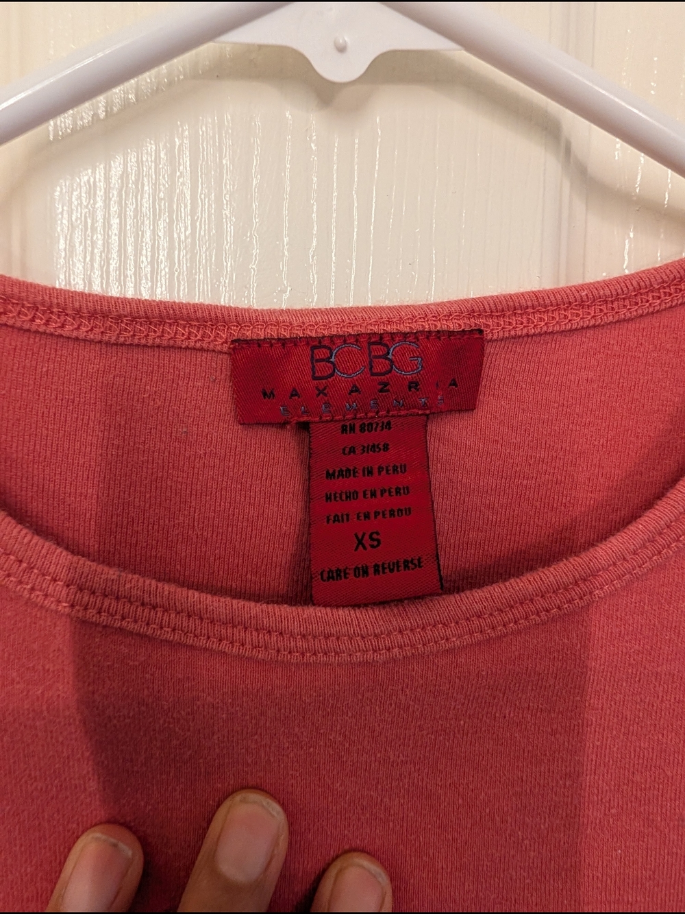BCBG Short Sleeve Pocket Crop Top - Coral - Picture 6 of 7